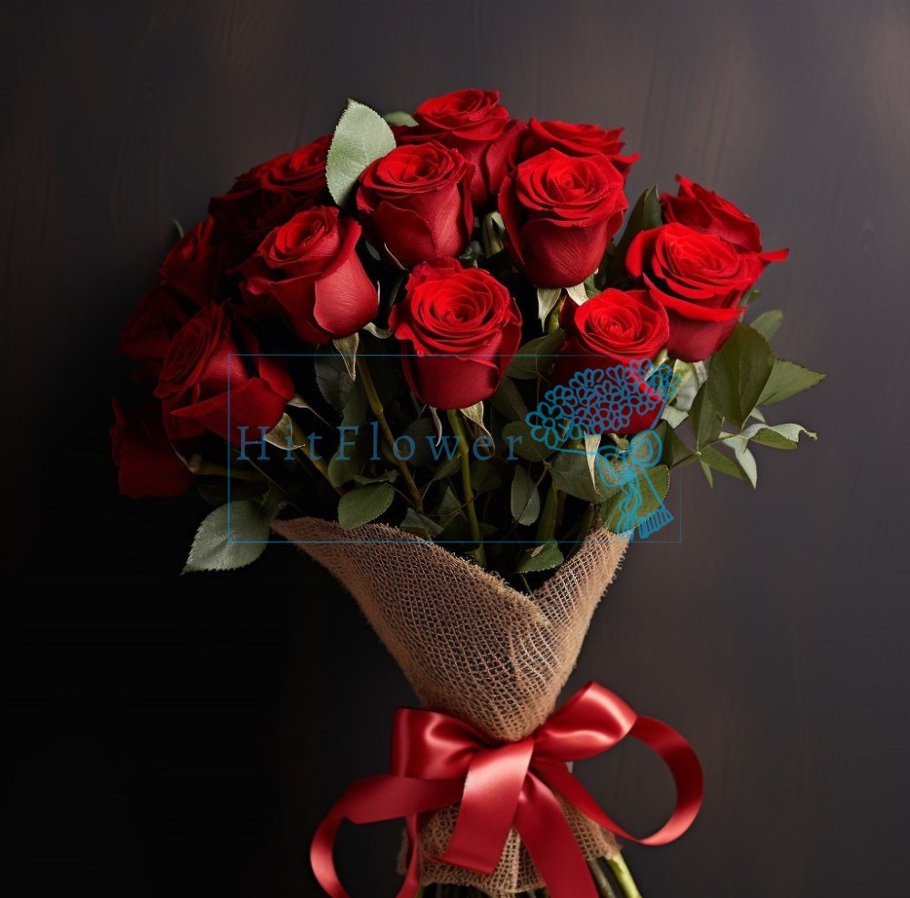 Букет из 19 красных роз Букет роз 19 красных роз